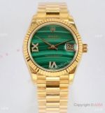 EW Factory Rolex Oyster Perpetual Datejust Watch Malachite Face Yellow Gold 31mm